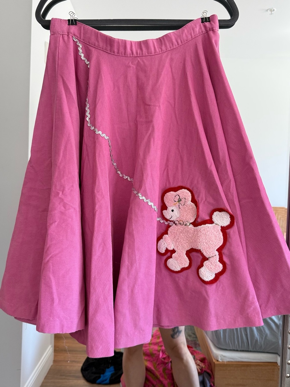 Vintage Handmade Pink Corduroy Poodle Skirt M